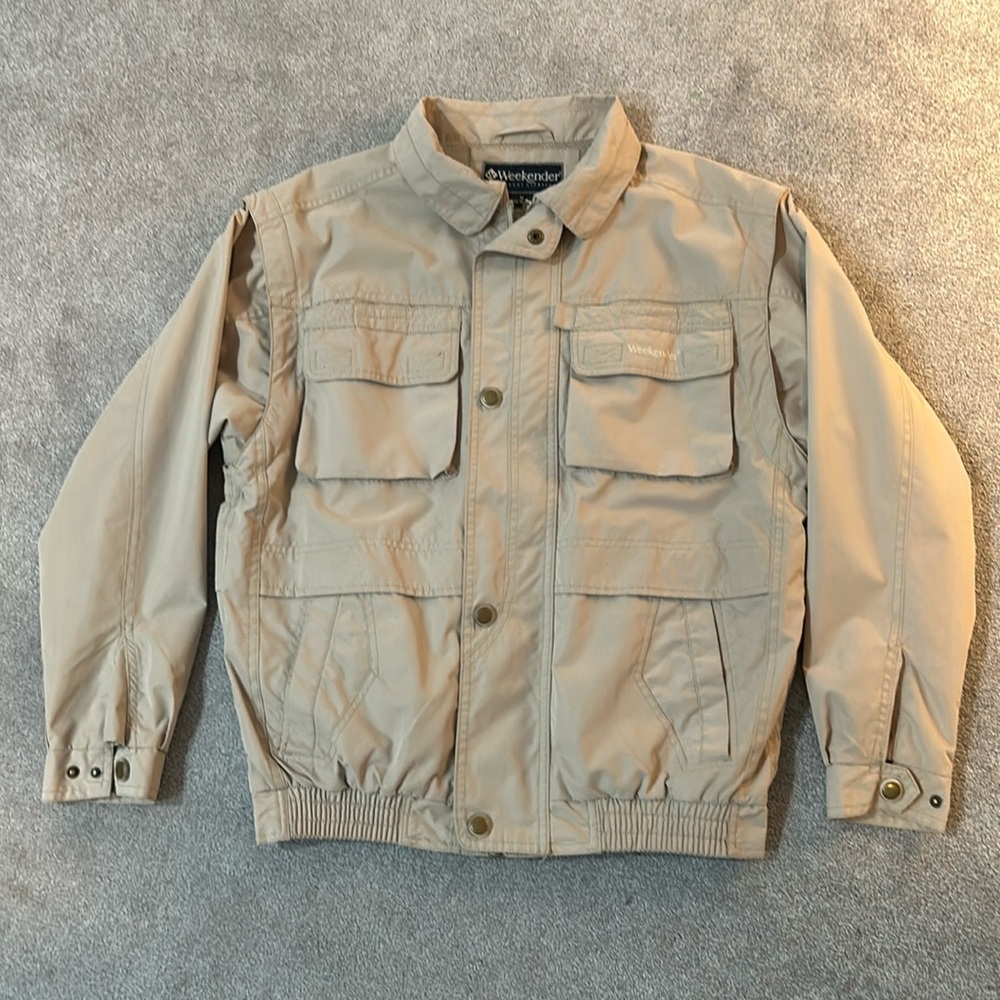 Weekender Casual Lifestyle Men’s Jacket Size S Water Resistant, Convertible, Tan